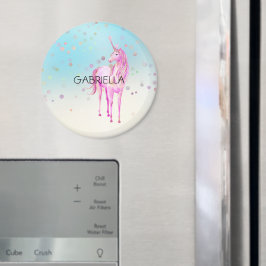ピンクユニコーン紙吹雪パーソナライズされた名 マグネット
