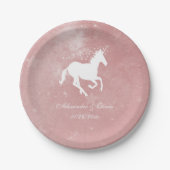 ピンクユニコーン結婚紙プレート ペーパープレート (正面)