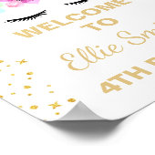 ピンクユニコーン誕生日パーティー歓迎サイン ポスター (角)