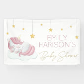 ピンクユニコーン金ゴールドスターベビーシャワー 横断幕 (横)