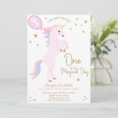 ピンクユニコーン1歳招待状 招待状 (スタンド正面)