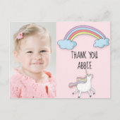ピンクユニコーン / 虹の誕生日 写真 Thank You ポストカード (正面)