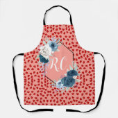 ピンクユニークとパターンの赤いハートカスタム エプロン (正面)