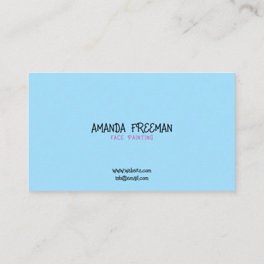 ピンクユニークとブルーキッズ顔画家 名刺 (裏面)