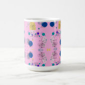 ピンクユニークにモダンは色鮮やかな花をつける コーヒーマグカップ (中央)