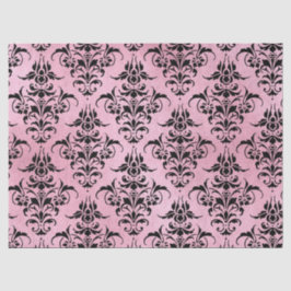 ピンクユニークのデコページのブラックダマスク 薄葉紙