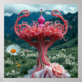 ピンクユニークのドレスを着たホッエレガントシーな王冠の女性 ポスター (正面)