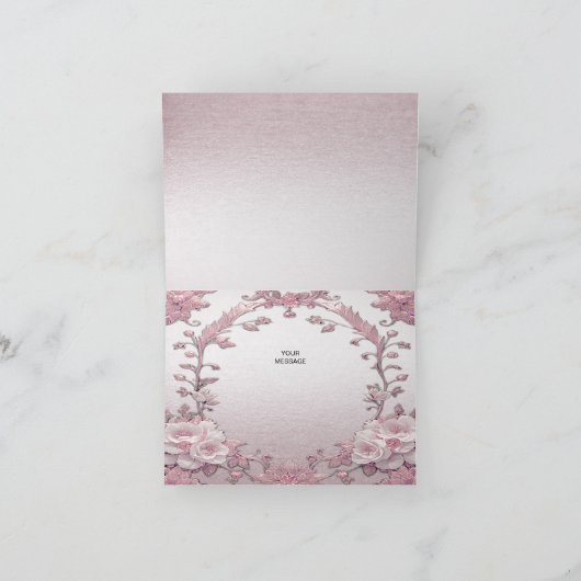 ピンクユニークのフローラサンキューカード サンキューカード (内部)