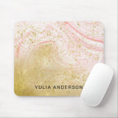 ピンクユニークの大理石の金ゴールドダスト独自の名前を追加 マウスパッド (マウス)