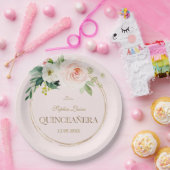 ピンクユニークの白い花金ゴールドキンセアニラ ペーパープレート (パーティー)