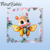 ピンクユニークの花が咲く可愛いガールバタフライ ノートブック