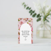 ピンクユニークの花写真撮影QRコードアーチ 名刺 (スタンド正面)