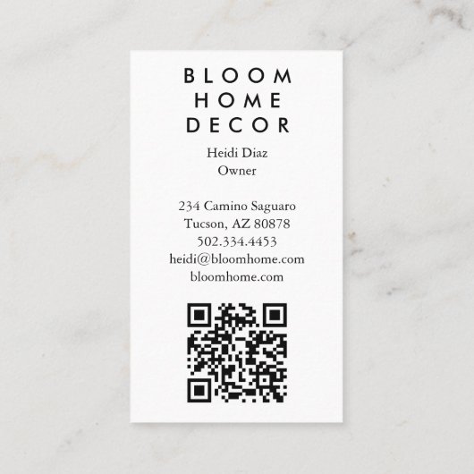 ピンクユニークの花写真撮影QRコードアーチ 名刺 (裏面)