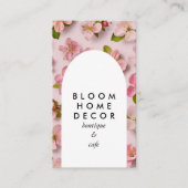 ピンクユニークの花写真撮影QRコードアーチ 名刺 (正面)