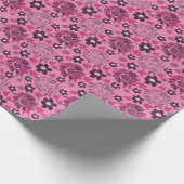 ピンクユニークの花柄 ラッピングペーパー (角)