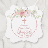 ピンクユニークの花開花バラ金ゴールドクロスバプテスマ フェイバータグ (裏面)