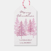 ピンクユニークの開花木クリスマス ギフトタグ (正面)