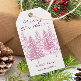 ピンクユニークの開花木クリスマス ギフトタグ