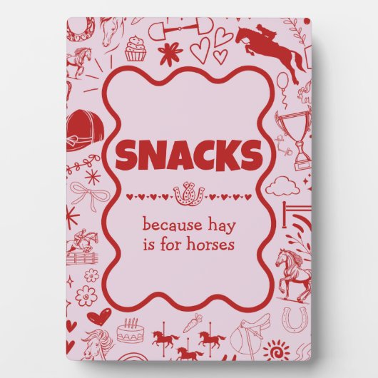 ピンクユニークの馬の女の子の馬術誕生日スナック フォトプラーク (正面)