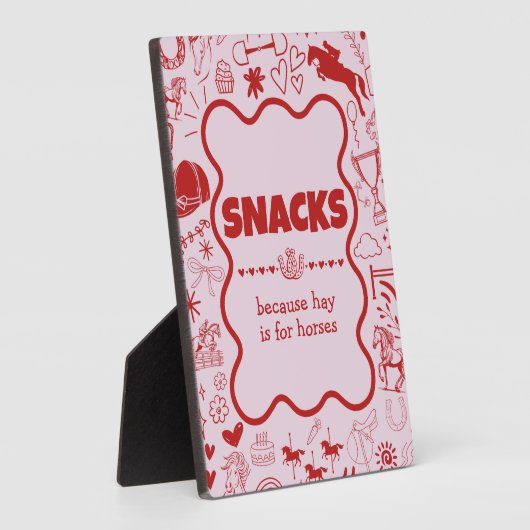 ピンクユニークの馬の女の子の馬術誕生日スナック フォトプラーク (側面)