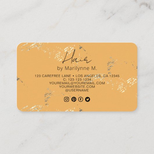 ピンクユニークイエロー抽象芸術ヘア 名刺 (裏面)