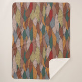 ピンクユニークオレンジブラウングリーンの波状パターン シェルパブランケット (正面)