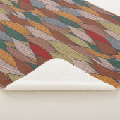 ピンクユニークオレンジブラウングリーンの波状パターン シェルパブランケット (3/4)