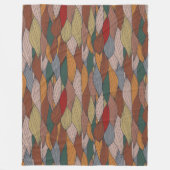 ピンクユニークオレンジブラウングリーンの波状パターン フリースブランケット (正面)