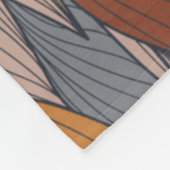 ピンクユニークオレンジブラウングリーンの波状パターン フリースブランケット (角)