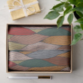 ピンクユニークオレンジブラウングリーンの波状パターン 薄葉紙 (ギフト)