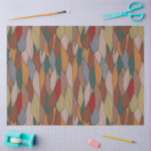 ピンクユニークオレンジブラウングリーンの波状パターン 薄葉紙 (クラフト)