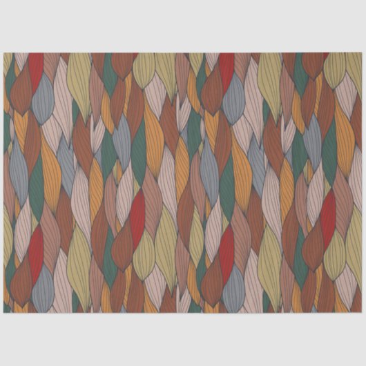 ピンクユニークオレンジブラウングリーンの波状パターン 薄葉紙 (正面)