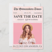 ピンクユニーククモダン・キンセアニラの新聞写真 セーブザデート (正面)