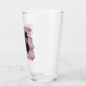 ピンクユニークグランジ薄紫ブルドッグ犬の恋人の写真 タンブラーグラス (左)