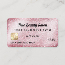 ピンクユニークグリッタークレジットカードギフト証明書 名刺