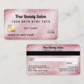 ピンクユニークグリッタークレジットカードギフト証明書 名刺 (正面/裏面)