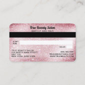 ピンクユニークグリッタークレジットカードギフト証明書 名刺 (裏面)