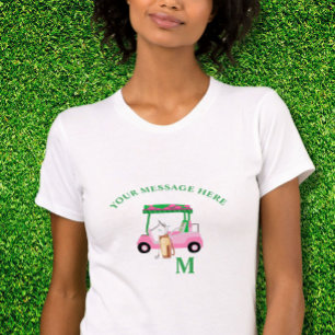 ピンクユニークゴルフカートMonogram Bella+キャンバス Tシャツ
