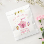 ピンクユニークサーカスベアーモンキーベビーシャワー フェイバーバッグ (封をした状態)