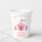 ピンクユニークサーカスベアーモンキーベビーシャワー 紙コップ (裏面)
