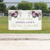 ピンクユニークパープルフローラクインセアニェラウェルカムサイン 横断幕 (インサイチュ)