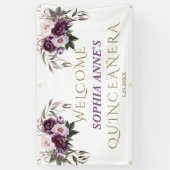 ピンクユニークパープルフローラクインセアニェラウェルカムサイン 横断幕 (縦)