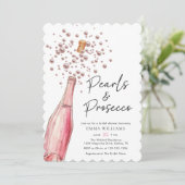 ピンクユニークパールとプロセッコブライダルシャワー 招待状 (スタンド正面)
