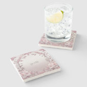 ピンクユニークフローラストーンコースター ストーンコースター (横)