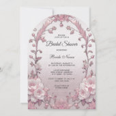 ピンクユニークフローラブライダルシャワー 招待状 (正面)