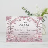 ピンクユニークフローラ保存日付 セーブザデート (スタンド正面)