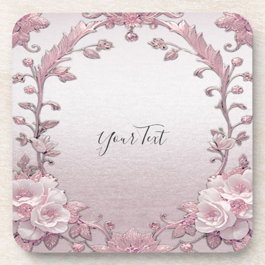 ピンクユニークフローラ懸命プラスチックコースター コースター (正面)