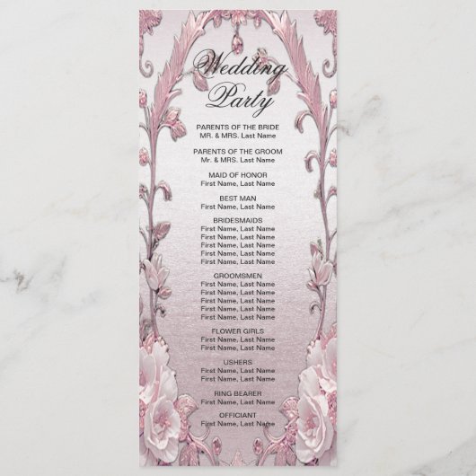 ピンクユニークフローラ結婚式 プログラム (裏面)