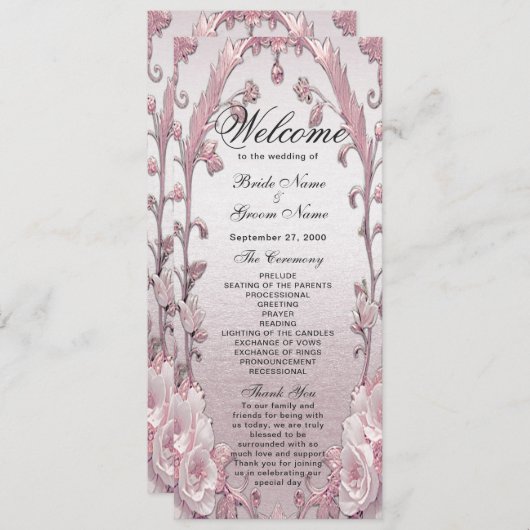 ピンクユニークフローラ結婚式 プログラム (正面/裏面)