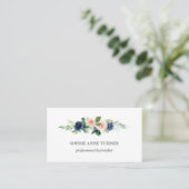 ピンクユニークブルー花プロフェッショナルヘアスタイリスト 名刺 (スタンド正面)